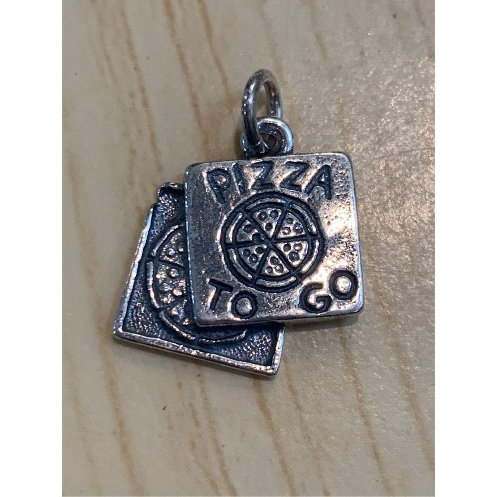 .925 Pizza Box Sterling Silver Jewelry Charm #food #snack #pizza